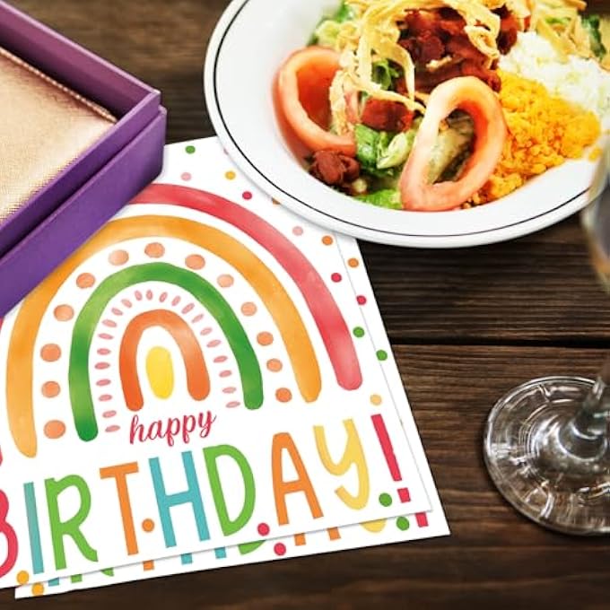 PACK OF 40 RAINBOW NAPKINS, RAINBOW DECORATION CHILDREN'S BIRTHDAY, NAPKINS, CHILDREN'S BIRTHDAY, HAPPY BIRTHDAY NAPKINS, BIRTHDAY FOR CHILDREN'S BIRTHDAY, CELEBRATIONS, 33 X 33 CM - Image 5